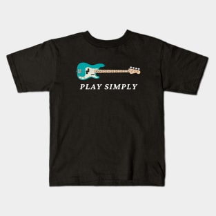 Play Simply Bass Guitar Teal Color Kids T-Shirt